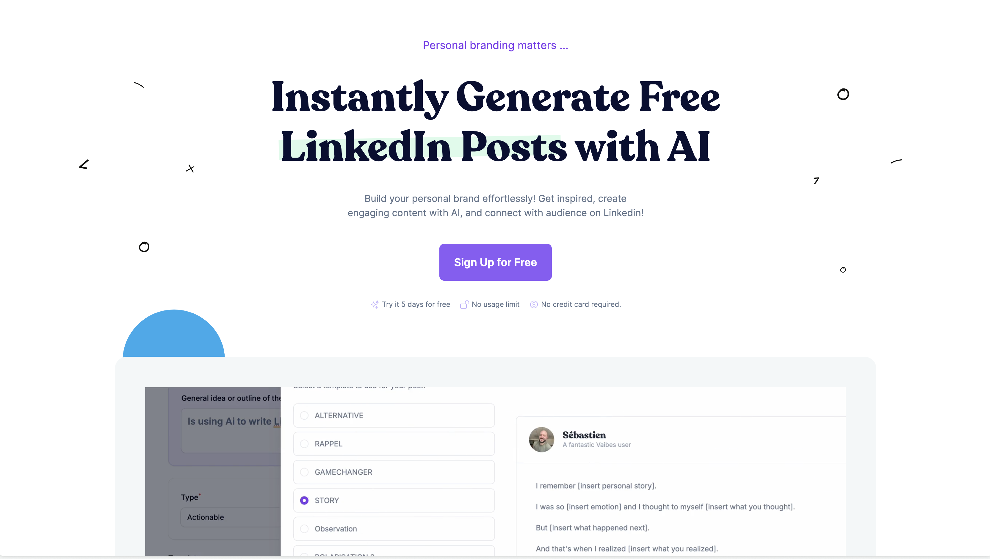 Vaibe, Linkedin posts generator